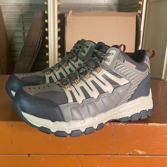 SKECHERS Men’s Size 12 Steel Toe Water Resistant Gray Work Shoes 77177 - Picture 1 of 10